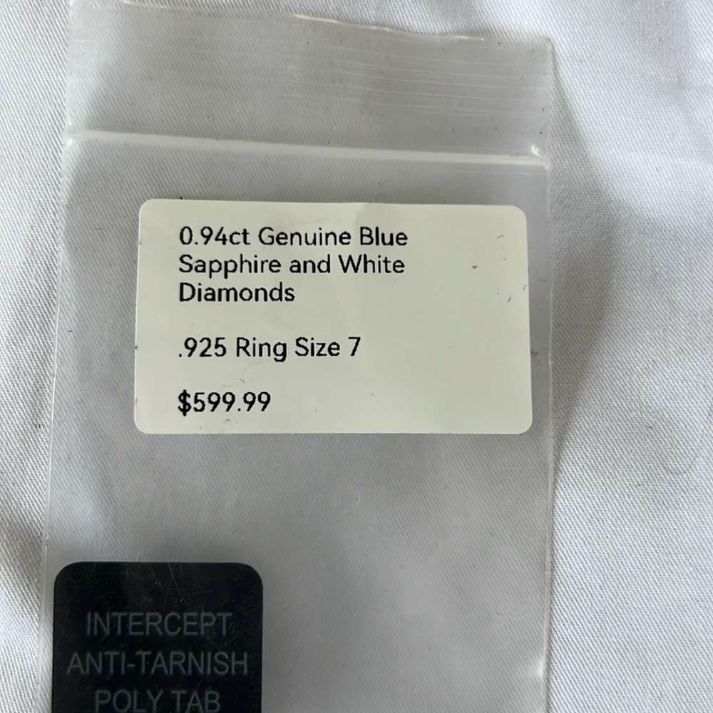 Genuine Blue Sapphire And White Diamonds Ring Size 7 - Picture 1 of 1